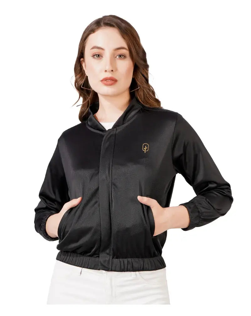 glossy crop jacket for women