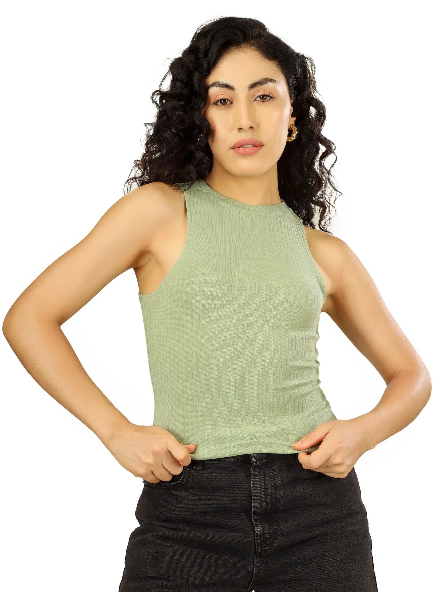 Blueficus Casual Sleeveless Solid Women Top Blueficus