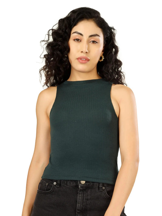 Blueficus Casual Sleeveless Solid Women Top Blueficus