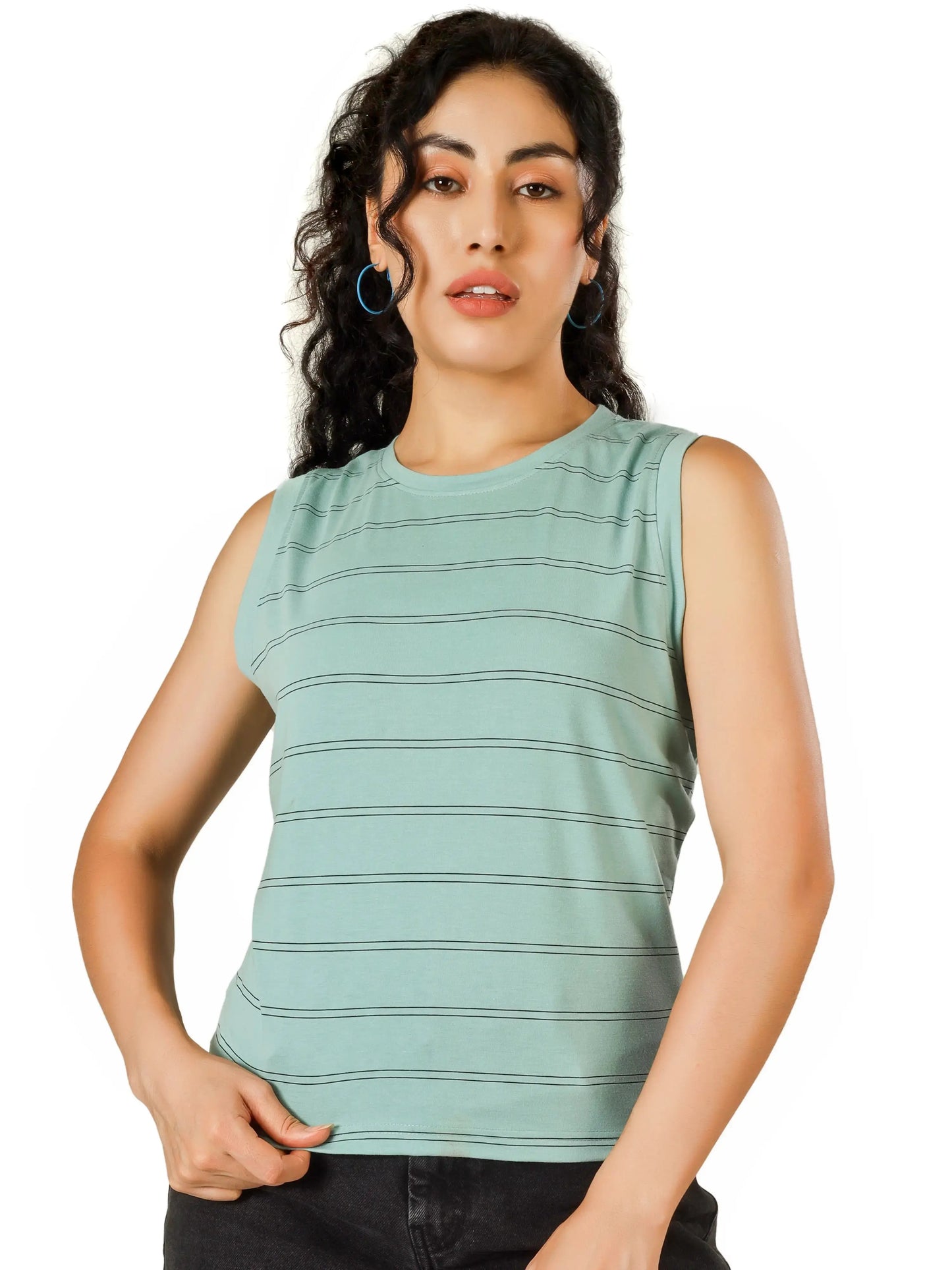 BlueFicus Casual Sleeveless Striped Women Top Blueficus