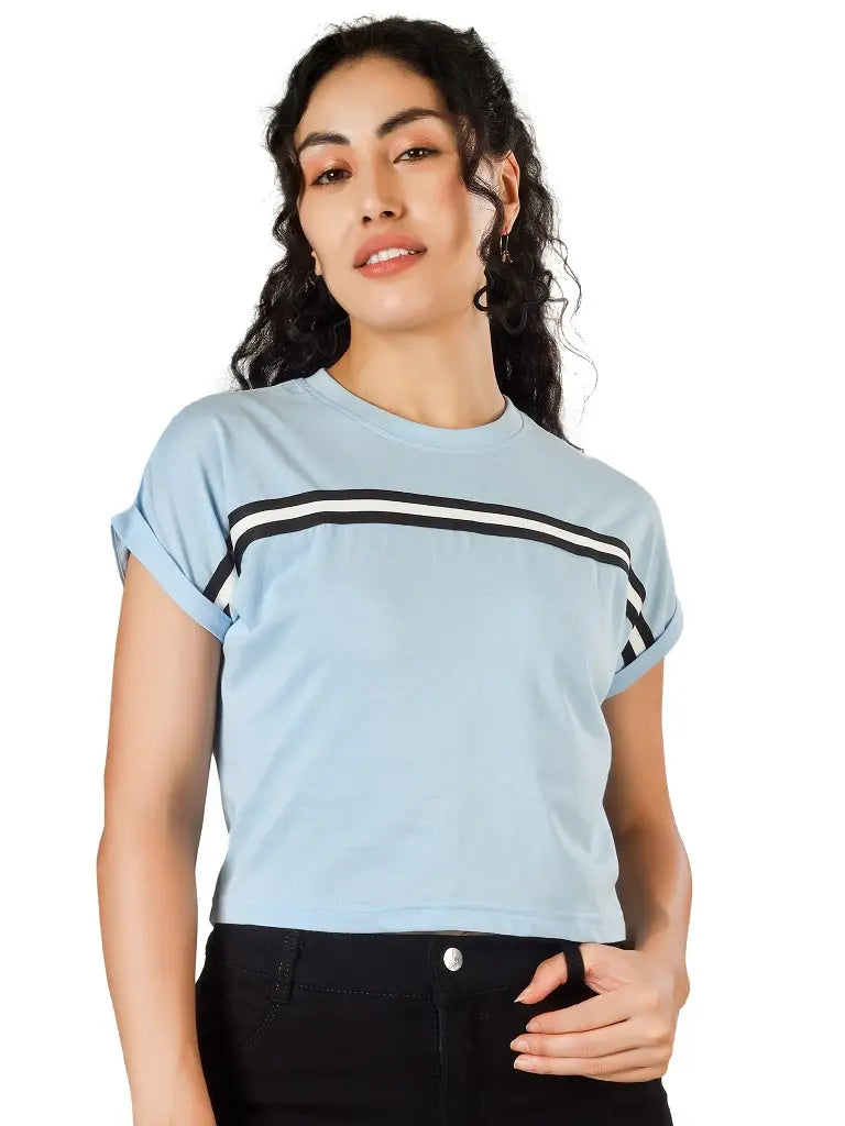 BlueFicus Casual Roll Up Sleeves Solid Women Top