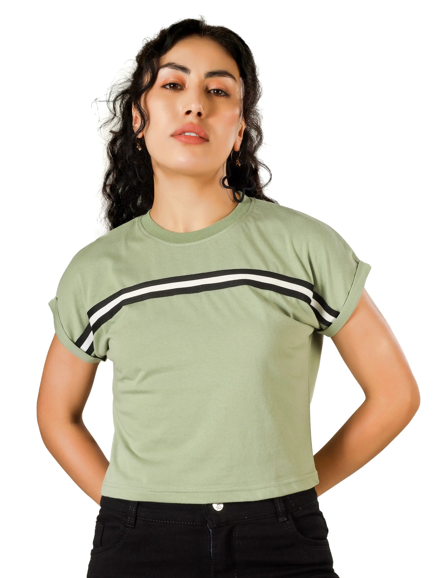 BlueFicus Casual Roll Up Sleeves Solid Women Top