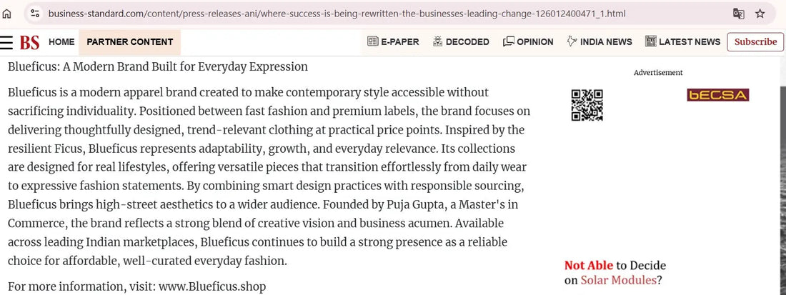 Blueficus Featured in Business Standard: Where Success is Being Rewritten Blueficus
