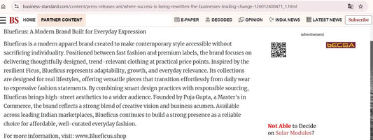 Blueficus Featured in Business Standard: Where Success is Being Rewritten Blueficus