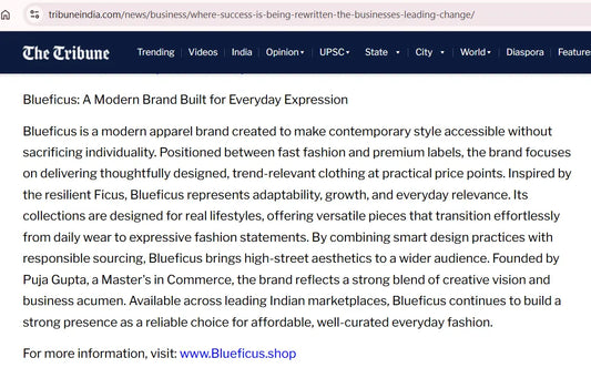 Blueficus Featured in Tribune India: Where Success is Being Rewritten Blueficus