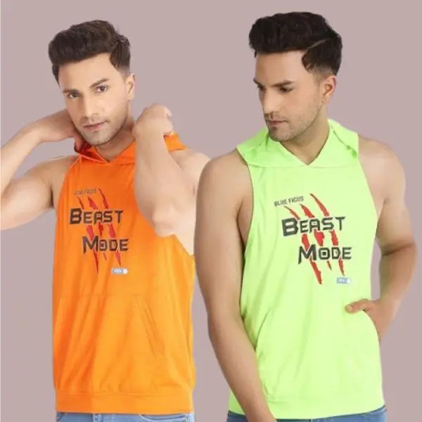 Hooded Vest T-Shirt Blueficus