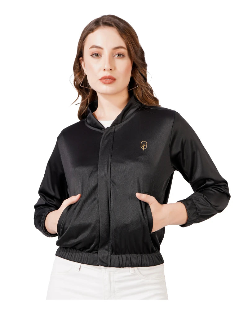 glossy crop jacket for women