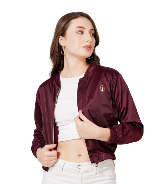 glossy crop jacket for women