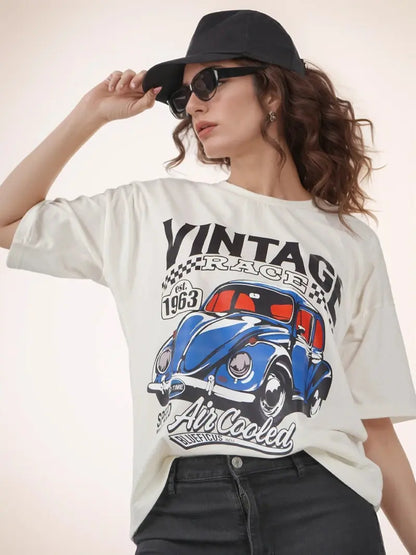 oversized cotton blend tee