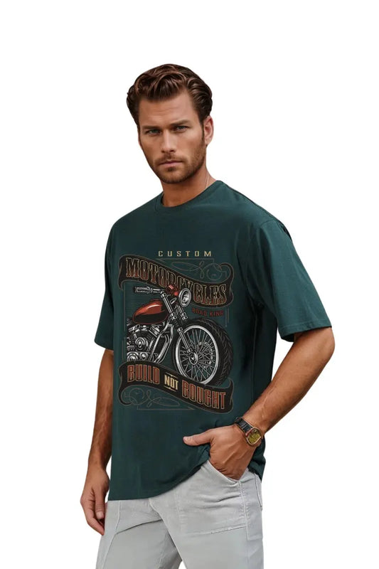 Men’s Polyester Printed Half Sleeve T-Shirt | Regular Fit Round Neck | Breathable & Comfortable Casual Wear - Blueficus