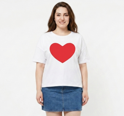 BlueFicus Women's Oversized Cotton Lycra Round Neck Graphic Printed T-Shirt | Half Sleeve Relaxed Fit Casual Oversized Tee for Women & Girls | White