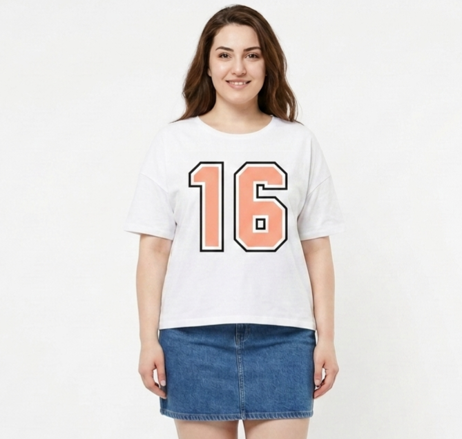 BlueFicus Women's Oversized Cotton Lycra Round Neck Graphic Printed T-Shirt | Half Sleeve Relaxed Fit Casual Oversized Tee for Women & Girls | White