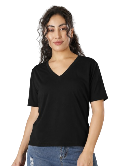 BlueFicus Solid Women V Neck T-Shirt