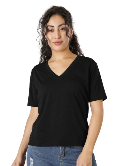 BlueFicus Solid Women V Neck T-Shirt