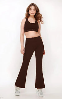Women’s Solid Track Pants – High Waist, Flared Ankle-Length Dryfit Workout & Casual Wear