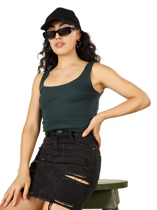 Blueficus  Casual Sleeveless Solid Women Top Blueficus