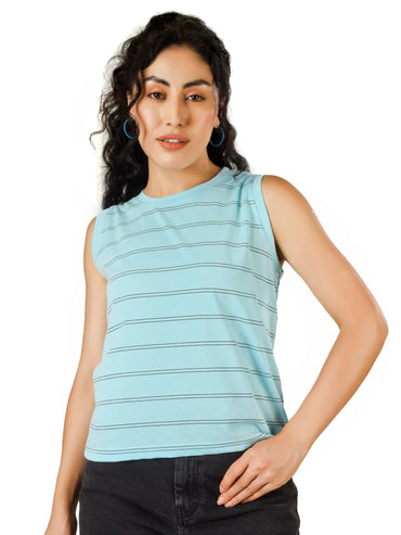 BlueFicus  Casual Sleeveless Striped Women Top