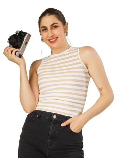 Blueficus Casual Sleeveless Striped Women's Top Blueficus