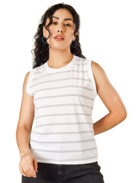 BlueFicus  Casual Sleeveless Striped Women Top