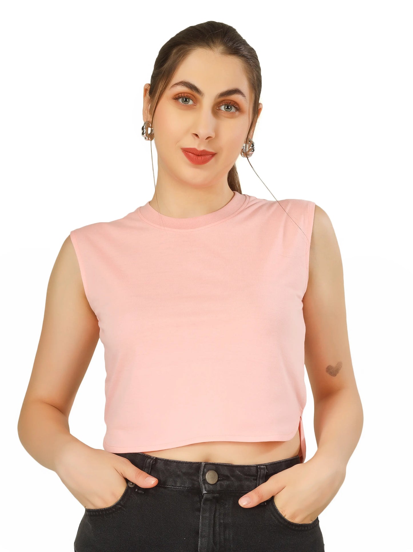 BlueFicus  Casual Sleeveless Solid Women Top