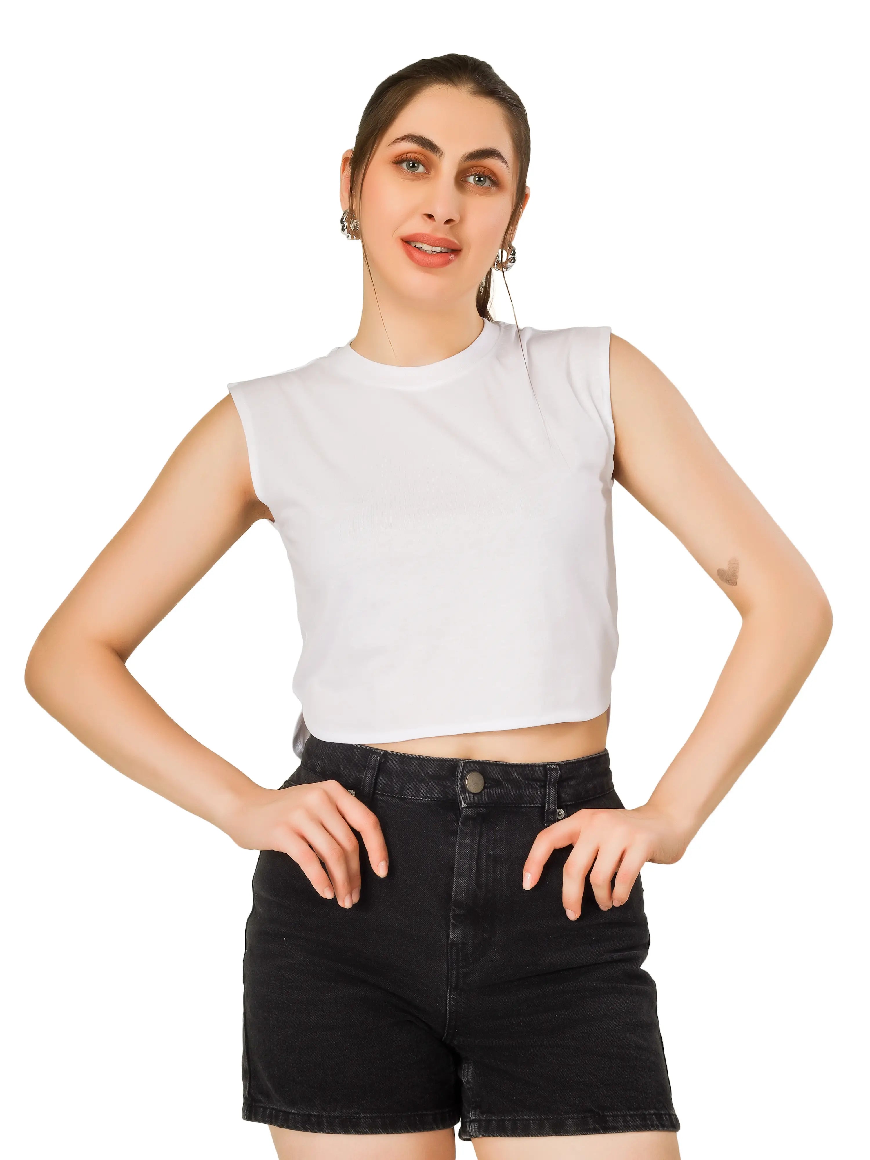 BlueFicus  Casual Sleeveless Solid Women Top