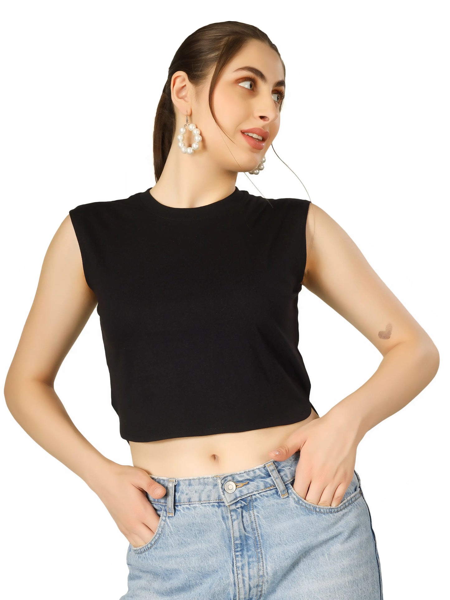 BlueFicus  Casual Sleeveless Solid Women Top