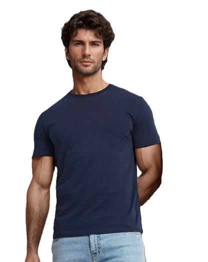 Men’s Round Neck Polyester T-Shirt | Stylish Printed Half Sleeve Activewear Tee | Lightweight & Breathable Blueficus