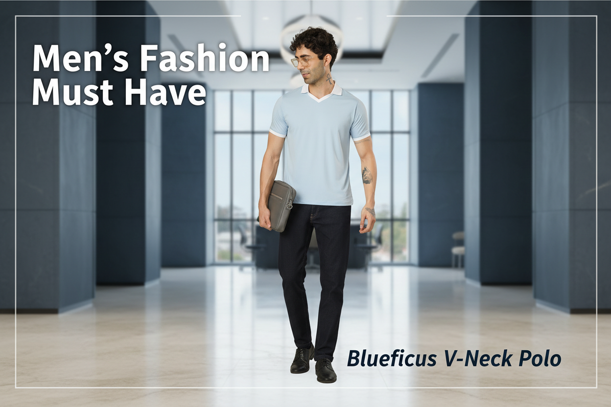 Men's Fashion Must Have - Blueficus V-Neck Polo Banner